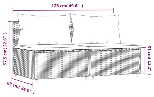 Καναπέδες Κήπου Μεσαίοι με Μαξιλάρια 2 τεμ. Καφέ Συνθ. Ρατάν - Καφέ