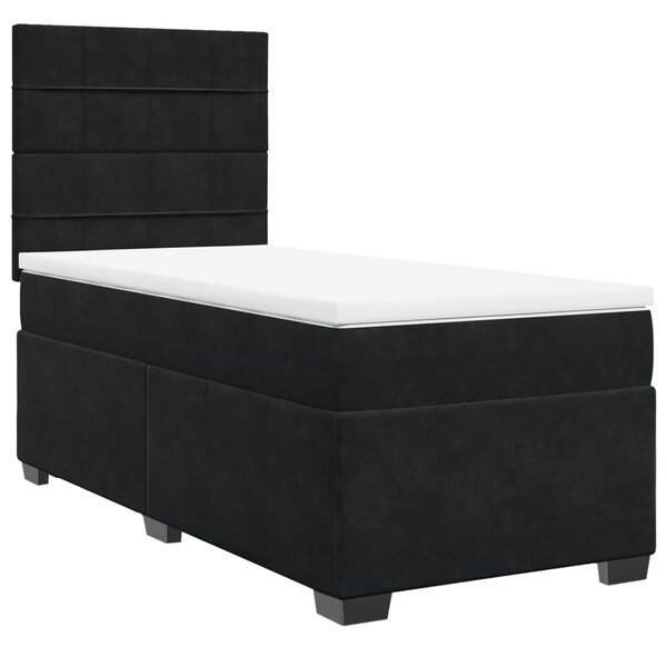 VidaXL Κρεβάτι Boxspring με Στρώμα Μαύρο 90x190 εκ. Βελούδινο