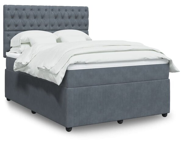 VidaXL Κρεβάτι Boxspring με Στρώμα Σκούρο Γκρι 140x190 εκ. Βελούδινο