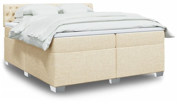 VidaXL Κρεβάτι Boxspring με Στρώμα Κρεμ 200x200 εκ. Υφασμάτινο