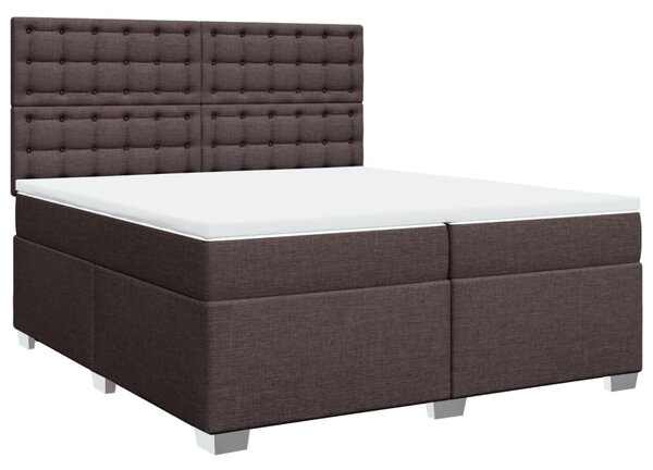 VidaXL Κρεβάτι Boxspring με Στρώμα Σκούρο Καφέ 200x200 εκ. Υφασμάτινο