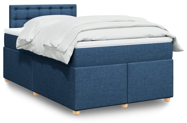 VidaXL Κρεβάτι Boxspring με Στρώμα Μπλε 120x200 εκ. Υφασμάτινο