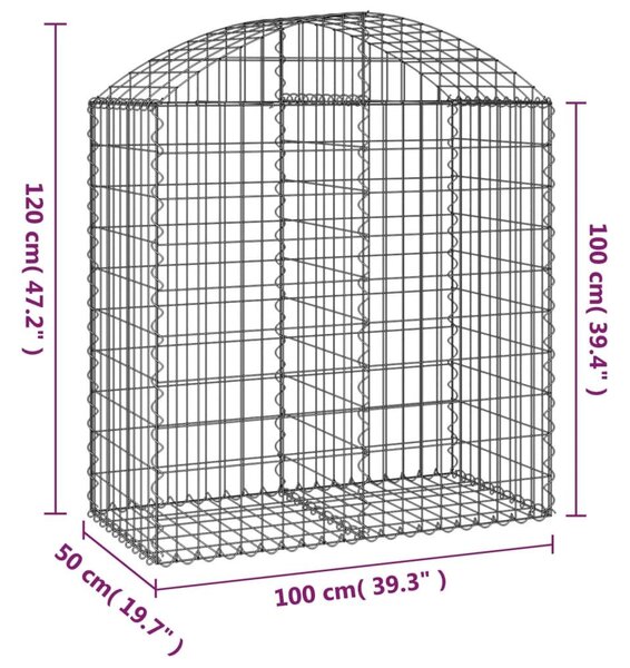 Συρματοκιβώτιο Τοξωτό 100x50x100/120εκ. από Γαλβανισμένο Χάλυβα - Ασήμι