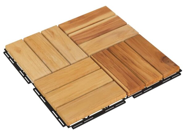 Πλακάκια Deck 10 τεμ. 30 x 30 εκ. από Μασίφ Ξύλο Teak - Καφέ