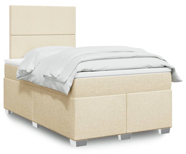 VidaXL Κρεβάτι Boxspring με Στρώμα Κρεμ 120x190 εκ. Υφασμάτινο