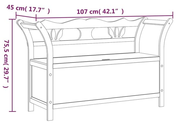 Πάγκος Μαύρος 107 x 45 x 75,5 εκ. από Μασίφ Ξύλο Ελάτης - Μαύρο