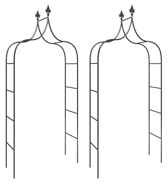 Καμάρες Κήπου 2 τεμ. Μαύρες 120 x 38 x 260 εκ. από Ατσάλι - Μαύρο