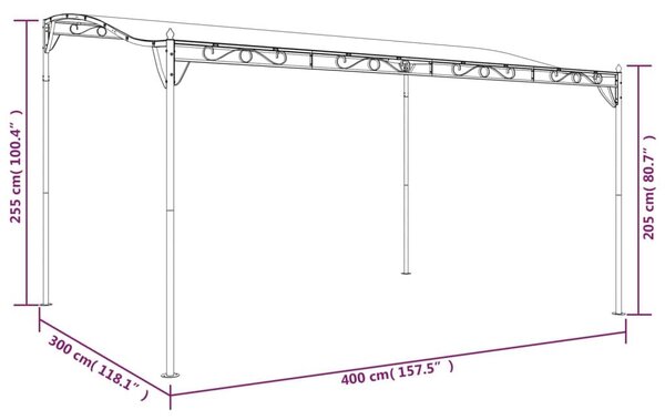 Τέντα Κρεμ 4 x 3 μ. 180 γρ./μ² από Ύφασμα και Ατσάλι - Κρεμ