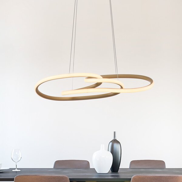 Paul Neuhaus Κρεμαστό φωτιστικό LED TWIST, μπεζ, μήκος 76 cm, μεταλλικό Switchdim, ρυθμιζόμενος, Μπεζ, Σαλόνι / τραπεζαρία, Αλουμίνιο, σύγχρονο