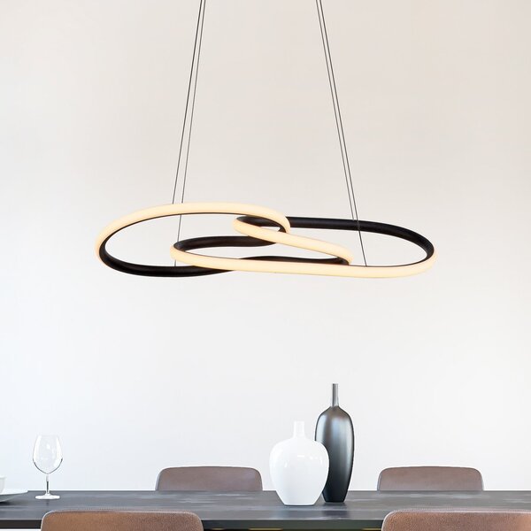 Paul Neuhaus Κρεμαστό φωτιστικό LED TWIST, μαύρο, μήκος 76 cm, μεταλλικός Switchdim, ρυθμιζόμενος, Μαύρο, Σαλόνι / τραπεζαρία, Αλουμίνιο, σύγχρονο
