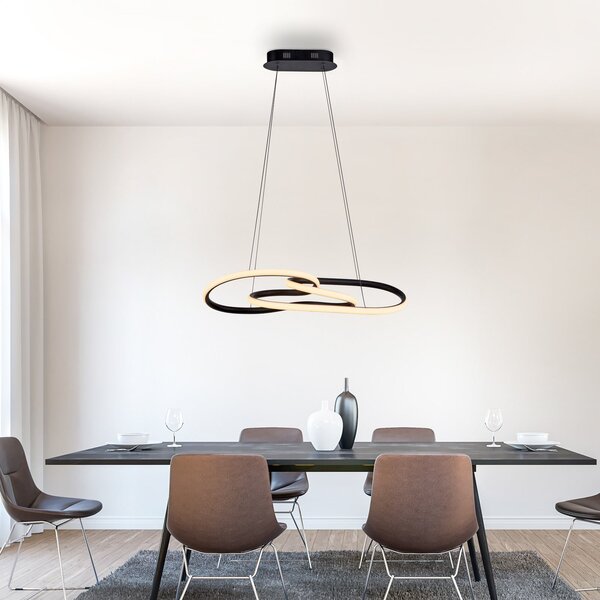 Paul Neuhaus Κρεμαστό φωτιστικό LED TWIST, μαύρο, μήκος 76 cm, μεταλλικός Switchdim, ρυθμιζόμενος, Μαύρο, Σαλόνι / τραπεζαρία, Αλουμίνιο, σύγχρονο