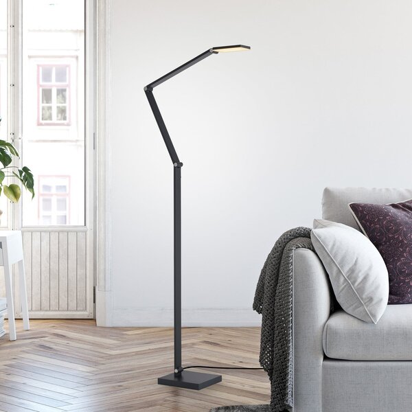 Paul Neuhaus Λάμπα δαπέδου LED SAMSKY, γκρι, ύψος 161 cm, μέταλλο, ρυθμιστής έντασης με αφή, ρυθμιζόμενος, Γκρι, Σαλόνι / τραπεζαρία, Αλουμίνιο, σύγχρονο