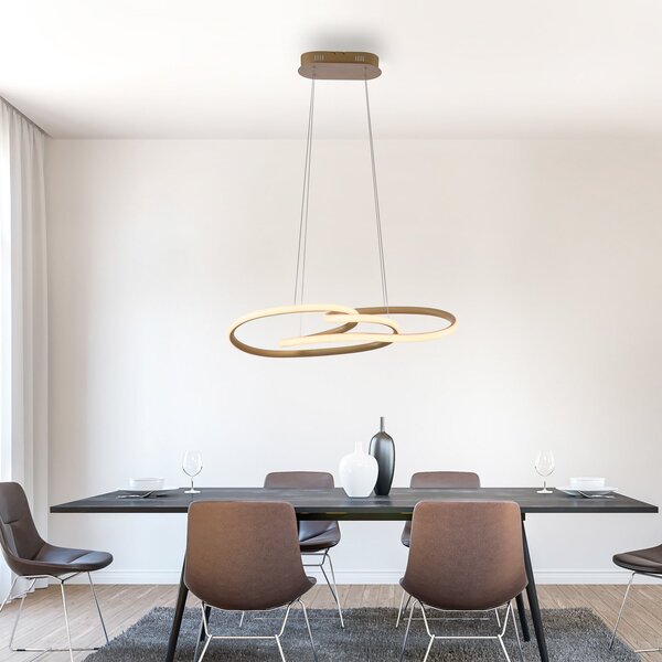 Paul Neuhaus Κρεμαστό φωτιστικό LED TWIST, μπεζ, μήκος 76 cm, μεταλλικό Switchdim, ρυθμιζόμενος, Μπεζ, Σαλόνι / τραπεζαρία, Αλουμίνιο, σύγχρονο