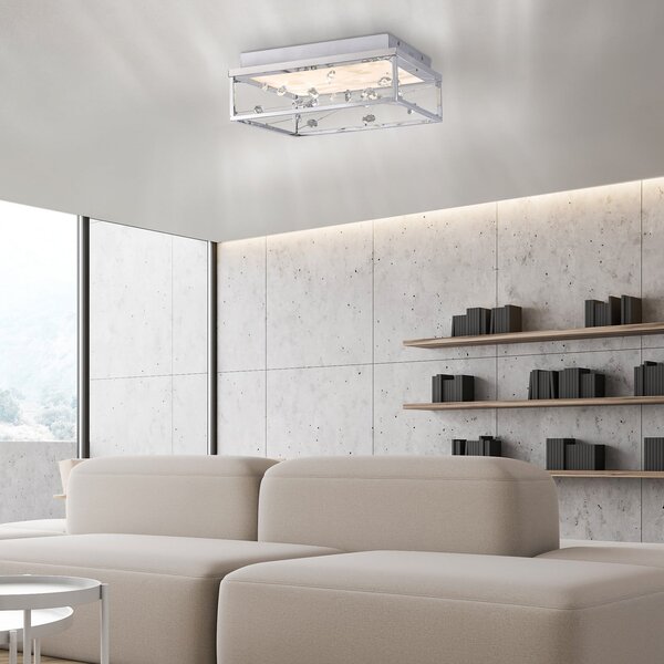 Paul Neuhaus Φωτιστικό οροφής LED SKINA, χρώμιο, 40 cm, CCT, ρυθμιζόμενη ένταση,, ρυθμιζόμενος, Ασημένιο, Σαλόνι / τραπεζαρία, Μέταλλο, σύγχρονο