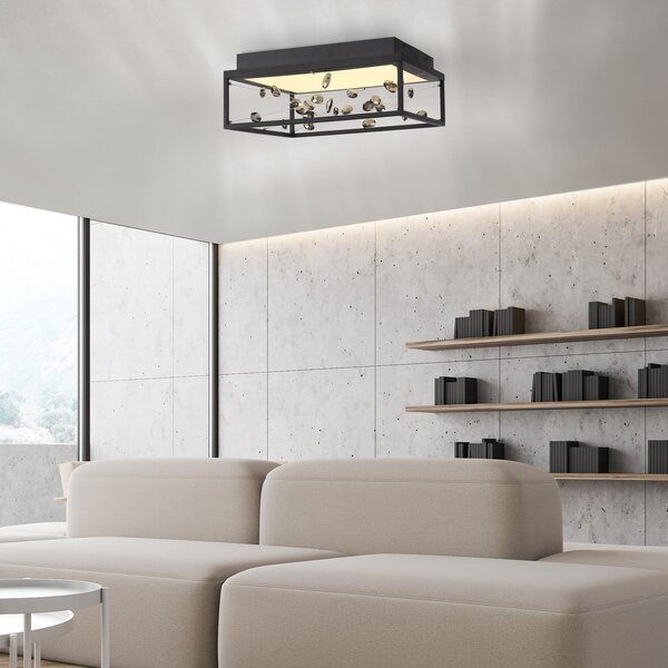 Paul Neuhaus Φωτιστικό οροφής LED SKINA, μαύρο, 40 cm, CCT, με τηλεχειριστήριο ρύθμισης, ρυθμιζόμενος, Μαύρο, Σαλόνι / τραπεζαρία, Μέταλλο, σύγχρονο