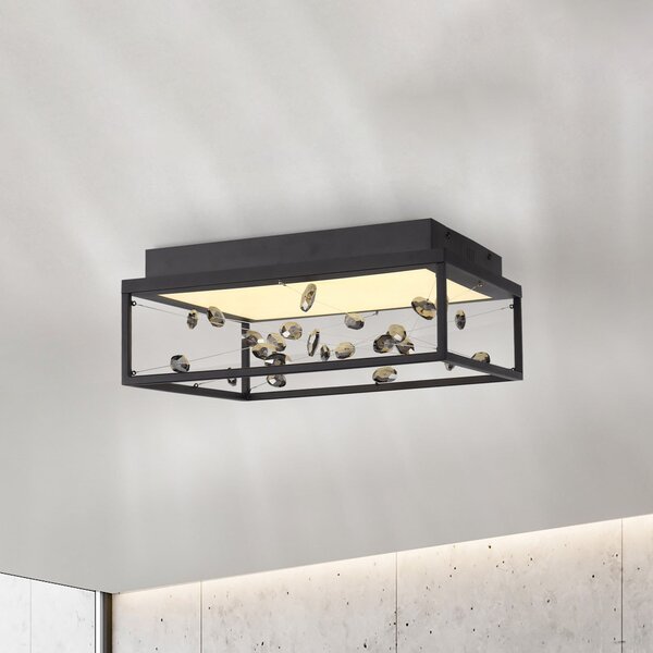 Paul Neuhaus Φωτιστικό οροφής LED SKINA, μαύρο, 40 cm, CCT, με τηλεχειριστήριο ρύθμισης, ρυθμιζόμενος, Μαύρο, Σαλόνι / τραπεζαρία, Μέταλλο, σύγχρονο