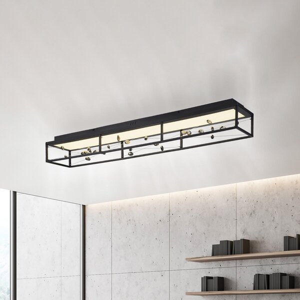 Paul Neuhaus Φωτιστικό οροφής LED SKINA, μαύρο, 112 cm, ρύθμιση CCT, τηλεχειριστήριο, ρυθμιζόμενος, Μαύρο, Σαλόνι / τραπεζαρία, Μέταλλο, σύγχρονο