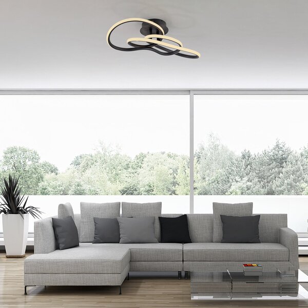 Paul Neuhaus Φωτιστικό οροφής LED TWIST, μαύρο, μήκος 90 cm, μεταλλικό, Switchdim, ρυθμιζόμενος, Μαύρο, Σαλόνι / τραπεζαρία, Αλουμίνιο, σύγχρονο