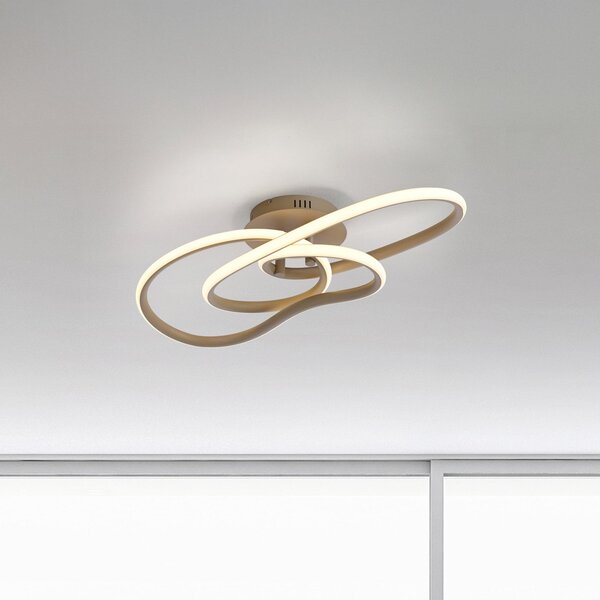 Paul Neuhaus Φωτιστικό οροφής LED TWIST, μπεζ, μήκος 90 cm, μέταλλο, Switchdim, ρυθμιζόμενος, Μπεζ, Σαλόνι / τραπεζαρία, Αλουμίνιο, σύγχρονο