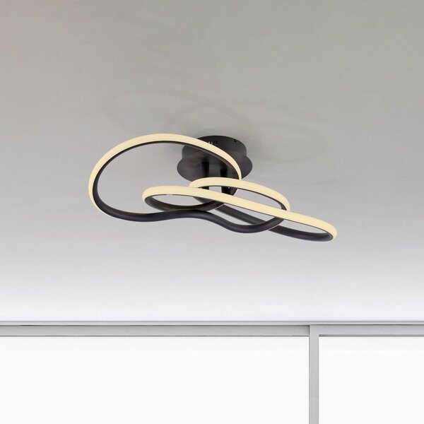 Paul Neuhaus Φωτιστικό οροφής LED TWIST, μαύρο, μήκος 90 cm, μεταλλικό, Switchdim, ρυθμιζόμενος, Μαύρο, Σαλόνι / τραπεζαρία, Αλουμίνιο, σύγχρονο