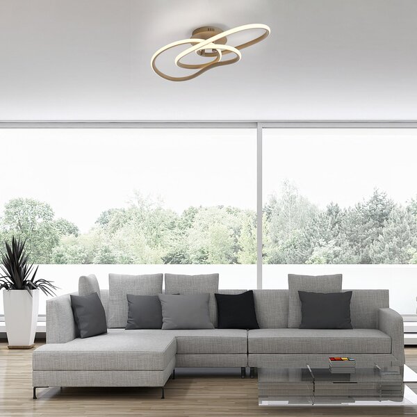 Paul Neuhaus Φωτιστικό οροφής LED TWIST, μπεζ, μήκος 90 cm, μέταλλο, Switchdim, ρυθμιζόμενος, Μπεζ, Σαλόνι / τραπεζαρία, Αλουμίνιο, σύγχρονο