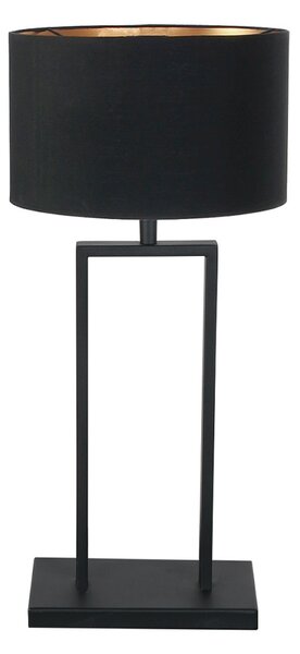 Steinhauer Επιτραπέζια λάμπα Stang 3984ZW, τσίντζ μαύρο/μαύρο-χρυσό, 55 εκ., ρυθμιζόμενος, Μαύρο, Σαλόνι / τραπεζαρία, Ύφασμα / Κλωστοϋφαντουργία, σύγχρονο