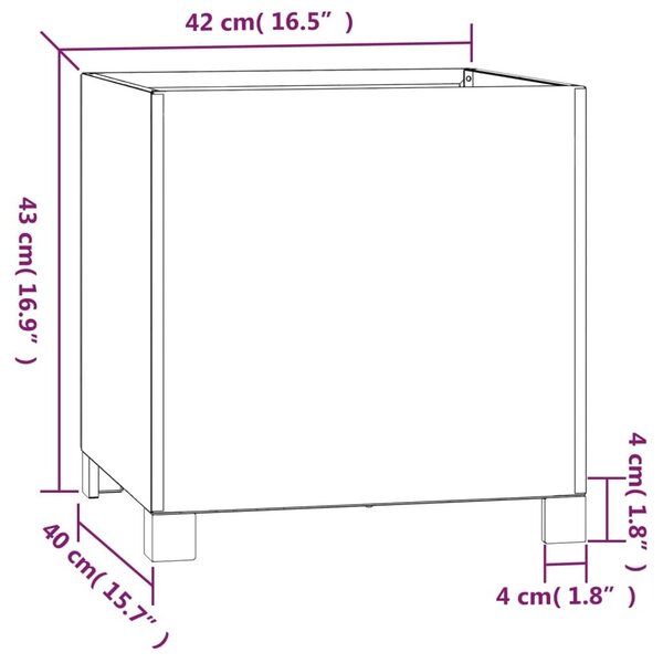 Ζαρντινιέρα με Πόδια Σκουριασμ. 42x30x43 εκ. Ατσάλι από Κορτέν - Καφέ