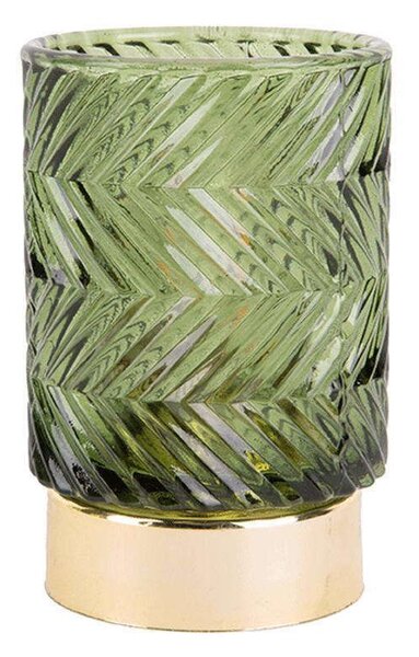 Κηροπήγιο Με Φωτισμό Led Zig Zag PT3689GR 8,5x13cm Dark Green Present Time