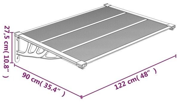 Στέγαστρο Πόρτας Γκρι & Διαφανές 122x90 εκ από Πολυκαρβονικό - Διαφανές