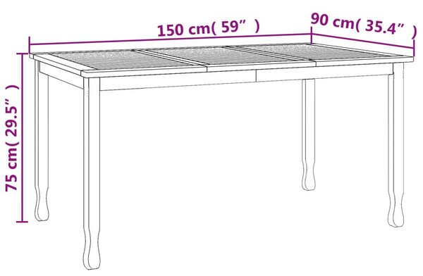 Τραπεζαρία Κήπου 150 x 90 x 75 εκ. από Μασίφ Ξύλο Teak - Καφέ