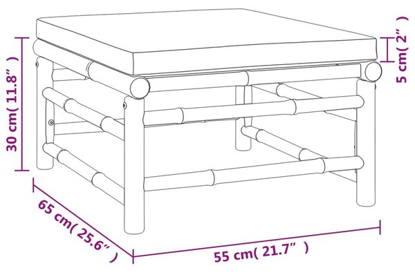 Σαλόνι Κήπου Σετ 4 Τεμαχίων από Μπαμπού με Αν. Γκρι Μαξιλάρια - Καφέ