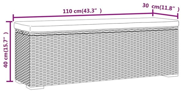 Σκαμπό με Μαξιλάρι Μαύρο 110 x 30 x 40 εκ. από Συνθετικό Ρατάν - Μαύρο