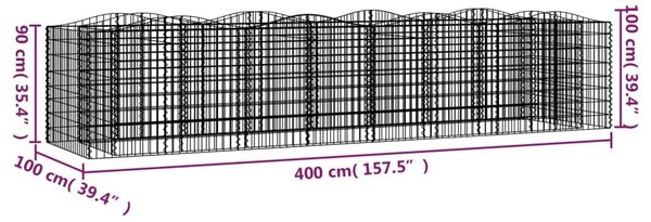 Συρματοκιβώτιο Τοξωτό 400x100x100 εκ. από Γαλβανισμένο Σίδερο - Ασήμι