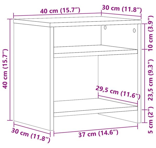 Κομοδίνο Όψη Παλαιού Ξύλου 40 x 30 x 40 εκ. από Επεξ. Ξύλο - Καφέ