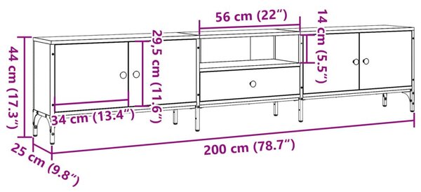 Έπιπλο Τηλεόρασης με Συρτάρι 200x25x44 εκ. Επεξεργασμένο Ξύλο - Καφέ