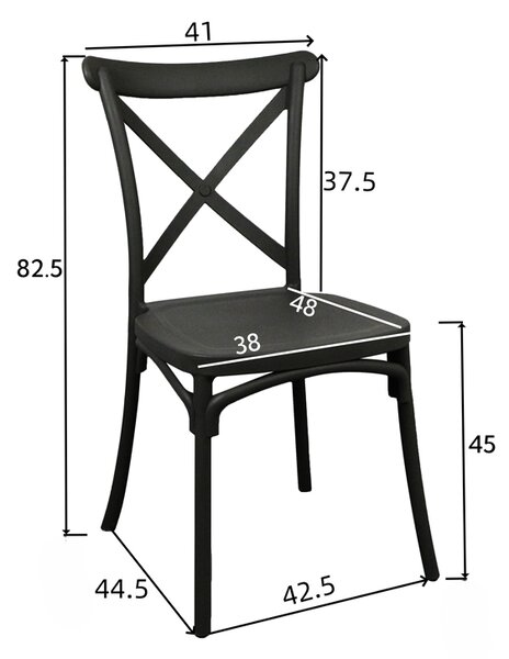 Καρέκλα Crossie pakoworld pp σε λευκή απόχρωση 38x46.5x82εκ