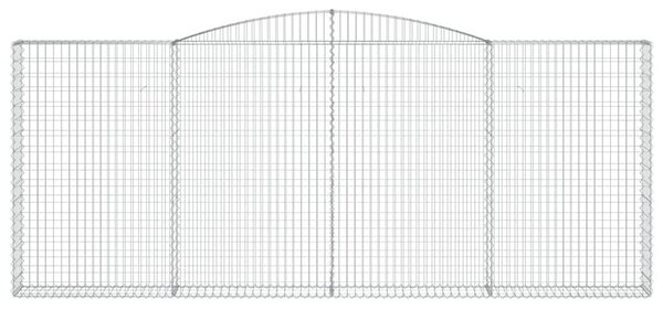 Συρματοκιβώτια Τοξωτά 4 τεμ. 400x30x160/180 εκ. Γαλβαν. Ατσάλι - Ασήμι