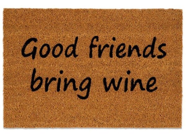 Πατάκι Εισόδου Good Friends Bring Wine LBTAH-AX71034 40x60cm Brown-Black Andrea House