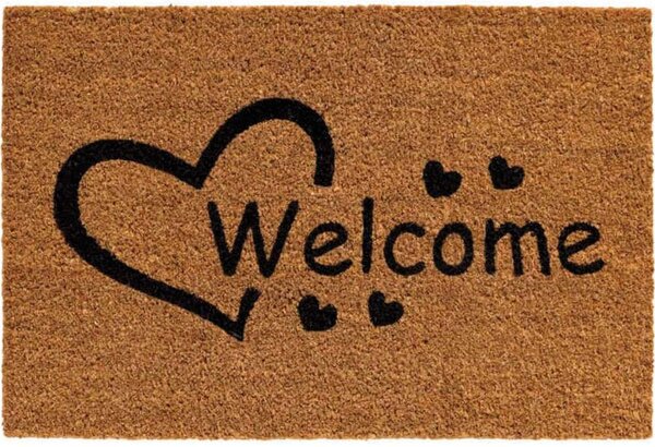 Πατάκι Εισόδου E-Coco Welcome Hearts 023 40x60cm Natural-Black Sdim