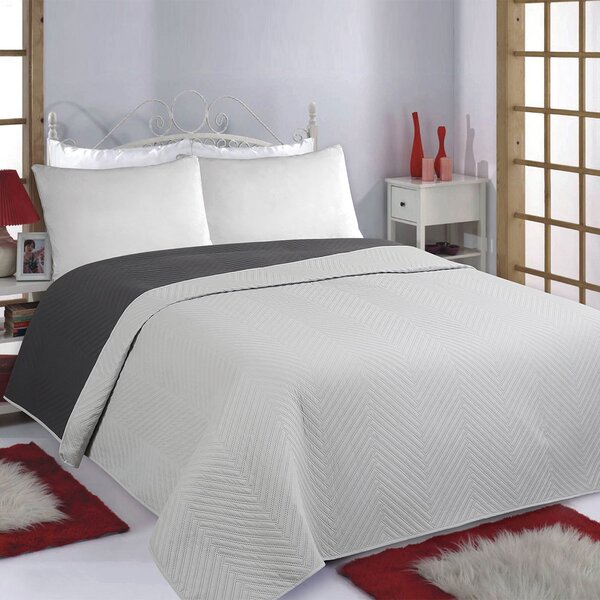 Κουβερλί Μονό (170x220) 2 Όψεων Silk Fashion Bones Grey-Anthracite