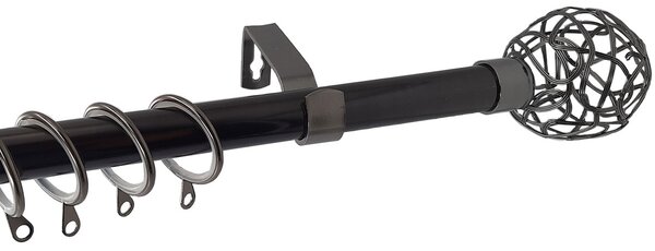 Κουρτινόξυλο Φ19mm Μονό Επεκτεινόμενο 120-210cm Με Άκρα Grace Nickel Black 997436