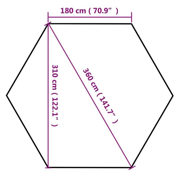 Εξαγων. Τέντα με Πλαϊνά Τοιχώματα 3,6x3,1 μ. Γκρι/Μπεζ 220γρ/μ² - Μπεζ-Γκρι