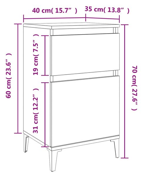 Κομοδίνο Γκρι Σκυροδέματος 40x35x70 εκ. - Γκρι