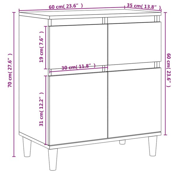 Ντουλάπι Γυαλιστερό Λευκό 60x35x70 εκ. από Επεξεργασμένο Ξύλο - Λευκό