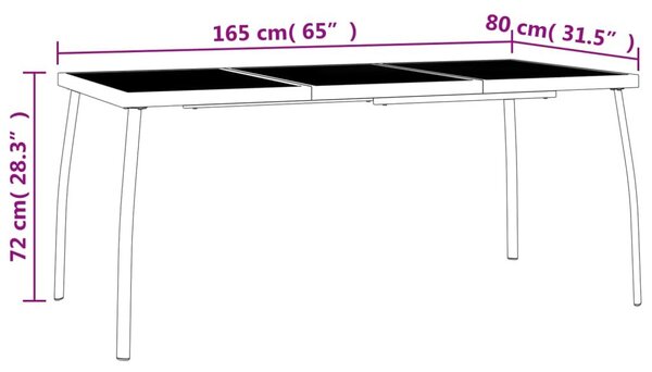 Τραπέζι Κήπου Ανθρακί με Πλέγμα 165 x 80 x 72 εκ. Ατσάλινο - Ανθρακί