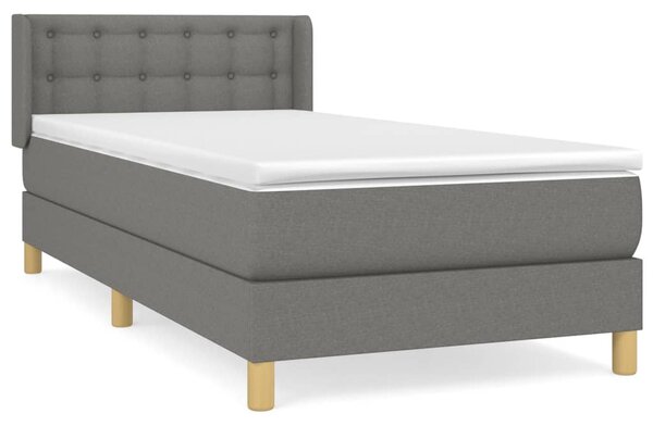 VidaXL Κρεβάτι Boxspring με Στρώμα Σκούρο Γκρι 90x190 εκ. Υφασμάτινο