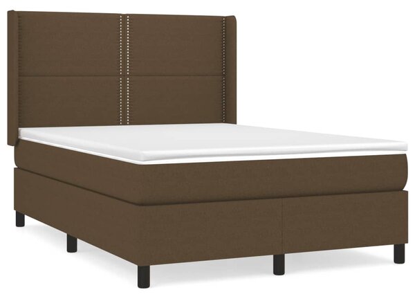 VidaXL Κρεβάτι Boxspring με Στρώμα Σκούρο Καφέ 140x190 εκ. Υφασμάτινο