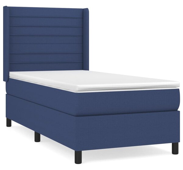 VidaXL Κρεβάτι Boxspring με Στρώμα Μπλε 90x190 εκ.Υφασμάτινο