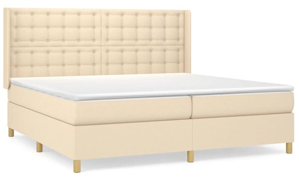 VidaXL Κρεβάτι Boxspring με Στρώμα Κρεμ 200x200 εκ. Υφασμάτινο