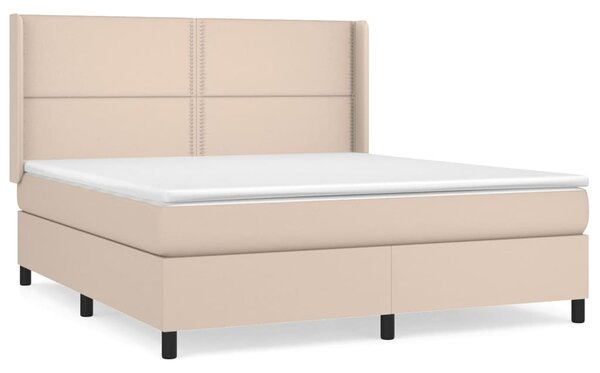 VidaXL Κρεβάτι Boxspring με Στρώμα Καπουτσίνο 160x200εκ.από Συνθ.Δέρμα